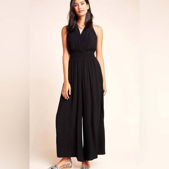 Anthropologie Pants - Anthropologie Bionda Plisse jumpsuit Sleeveless Gauzy v neck in Black size small